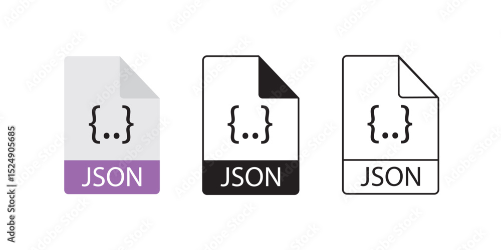 Aufkleber json vector flat icon design illustration. symbol on white background eps 10 file