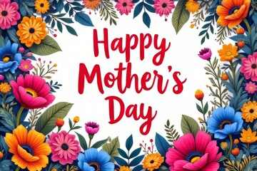 Beautiful Floral Happy Mother's Day Greeting Card Design