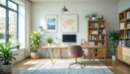 Home Office Blurred Background for Design Inspiration