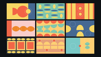 Colorful Fruit Doodle Background Set