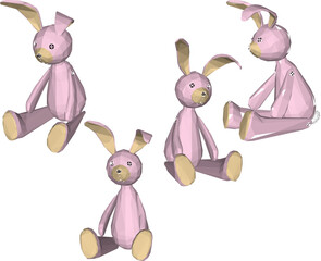 vector illustration of cute animal rabbit doll design with long ears
