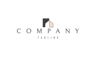 Vector color logo with an abstract image of a house in a white space style.