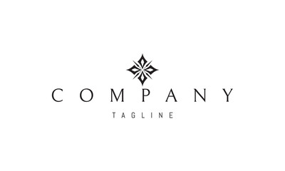 Vector logo with an abstract image of a pattern of arrows and spears in the form of a flower.
