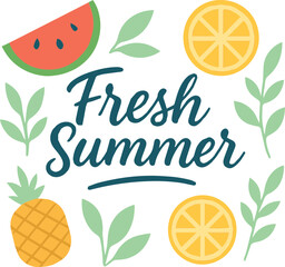 : Fresh Summer Fruits Typography Illustration