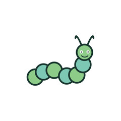 Adorable Green Caterpillar Illustration A Cute and Happy Cartoon Insect Design