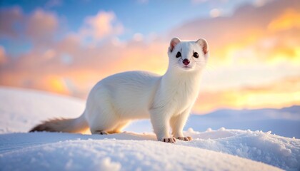 Obraz premium Stoat in Winter Coat