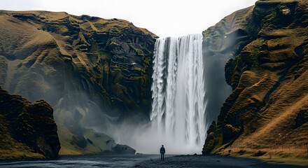 Waterfall and Person