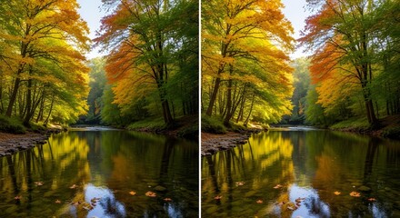 Autumn Trees Reflecting in River