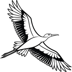 Fototapeta premium Elegant Crane Bird in Flight Graphic Design for Branding and Logo Creation