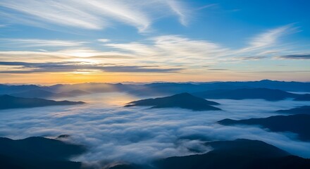 Mountain Above Clouds at Sunrise