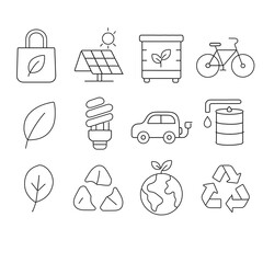 Eco-Friendly Vector Icon Set in Flat Design