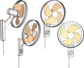 vector illustration of small portable wall fan design for heat dissipation
