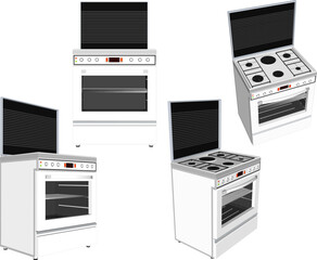 Obraz premium vector illustration of stove design with oven for cooking in the kitchen