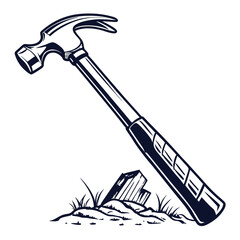 silhouette hammer on white background