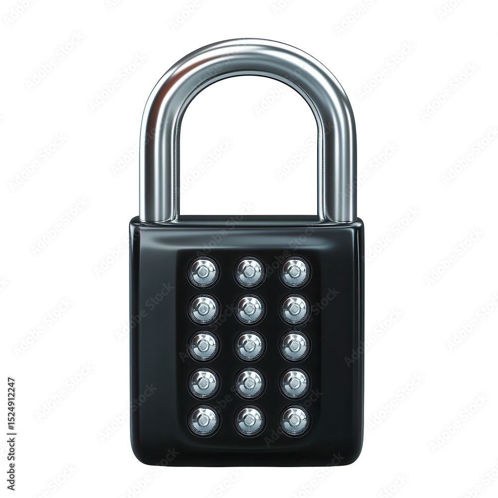 Poster digital security lock, advanced digital security lock showcasing a keypad interface, isolated on tra