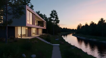 Modern Home by River