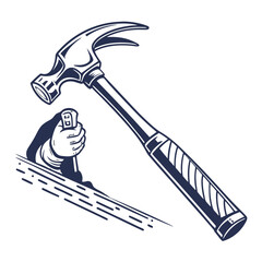 silhouette hammer on white background