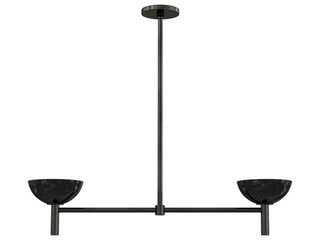 Prato Pendant , blackened brass , Elegant Lighting Fixture Against white bachground .
