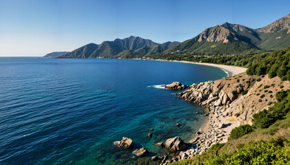 Obraz premium Le paysage côtier idyllique sous un ciel limpide