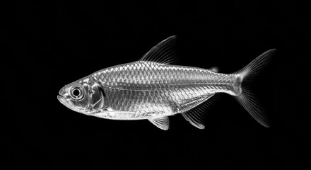 Obraz premium Transparent fish swimming gracefully against a black background