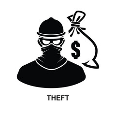 Theft icon isolated on background vector illustration.