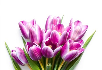 Naklejka premium Delicate watercolor purple tulips on white background, white background, wallpaper