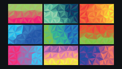 Obraz premium Colorful Low Poly Triangle Background Set