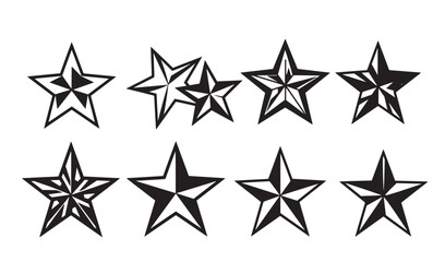 Fototapeta premium Vector set of star silhouette designs with geometric and decorative variations