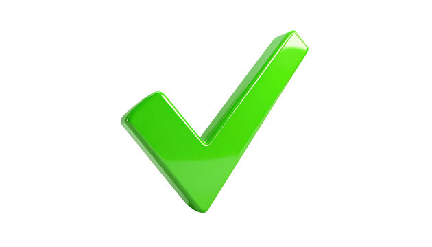 Green check mark tick correct right yes validation approved symbol on Transparent Background