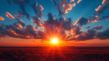 Fototapeta premium Sunset over open landscape beautiful