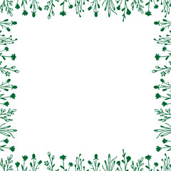 Summer meadow frame. Trendy botany graphic template. Grass empty frame box