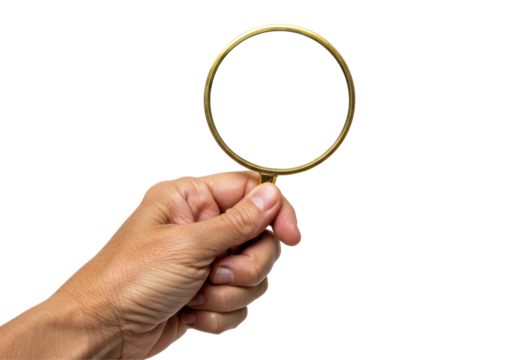 Isolated Hand Holding Magnifying Glass Inspection