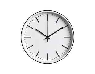 White clock time design minimalist round clock wall clock isolated on Transparent Background