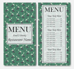 Simple colorful restaurant template. Cafe identity. Vintage creative food card with fresh food elements