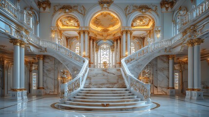 Opulent staircase in luxurious interior