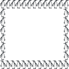 Penguin childish frame print. Nursery simple art design with empty space for your text. Baby shower