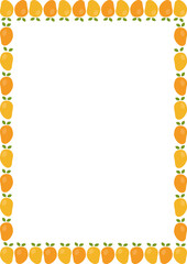 Mango frame. Hello autumn, thanksgiving decoration. Frame with empty space for your text