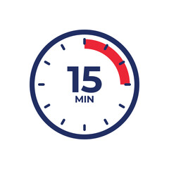 Minute timer icon with 15 mins vector illustration.