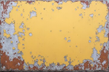 Peeling Yellow Paint on Metal Surface Texture Background