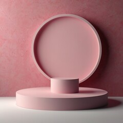 empty pink round podium