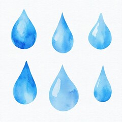 Watercolor Blue Droplets Collection, raindrop, water