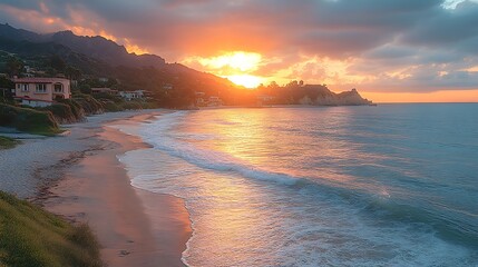 Sunrise beach landscape