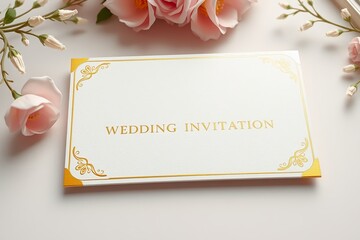 Elegant wedding invitation card with floral decoration