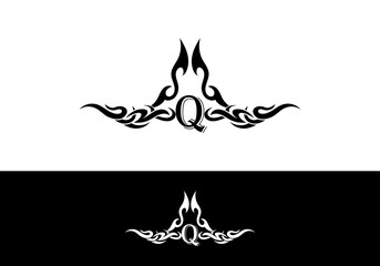 Tribal Flame Abstract Q Letter Tatto Design