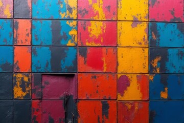 Colorful Square Tiles with Textured Surface Background