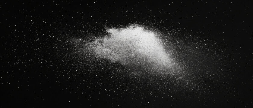 White powder explosion on black background