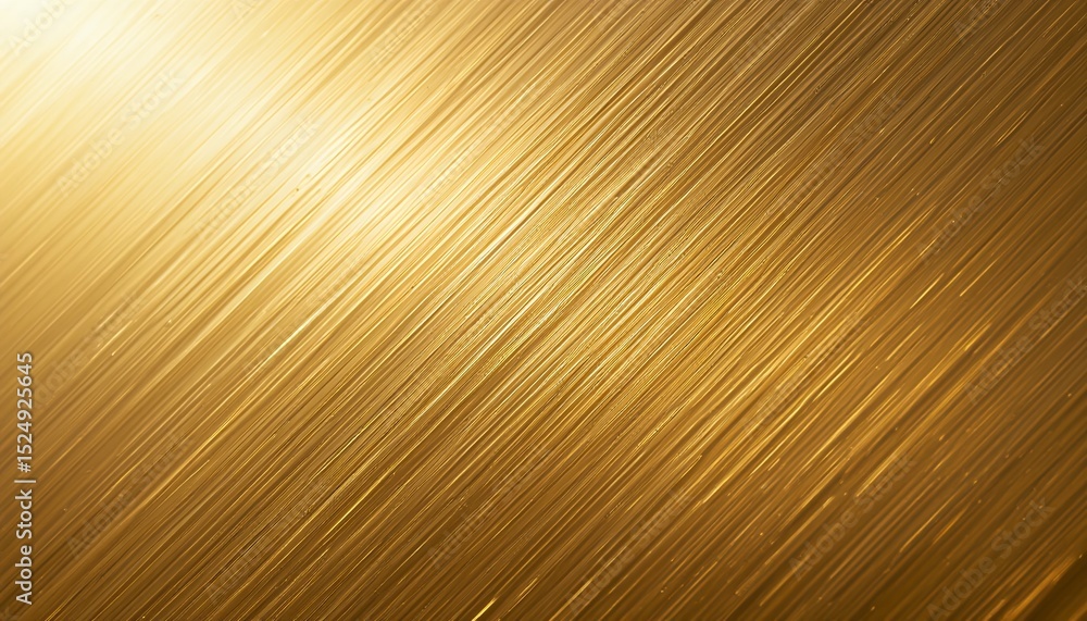 Poster close up view of golden brushed metal texture background with diagonal lines and light reflection