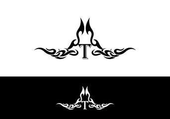 Tribal Flame Abstract T Letter Tatto Design