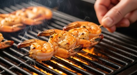 Grilled Shrimp Skewer on Grill