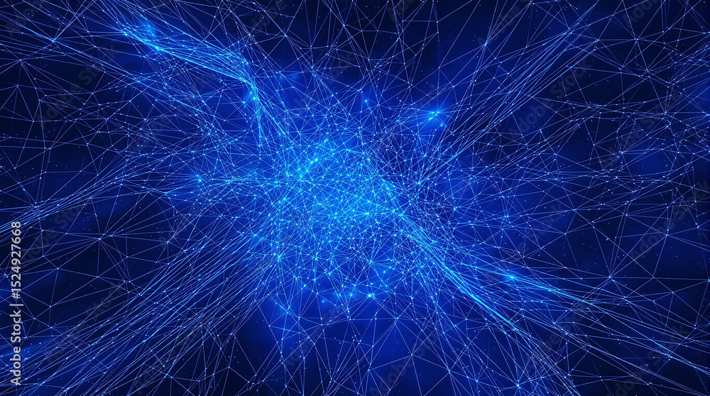 Poster network of innovation: a captivating digital rendering of a neural network, pulsating with intricate